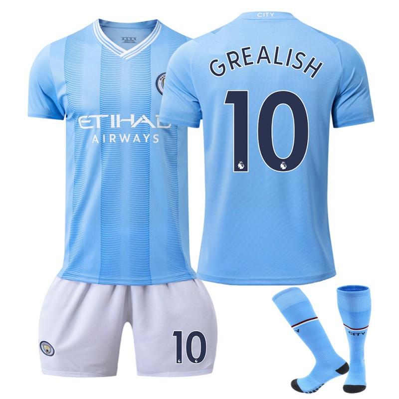 2324 Manchester City's Home Football Uniform No. 9 Harland 10 Glalish 17 De Braunet Fan Version Short Sleeves