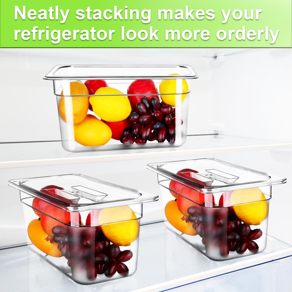 10 Pcs 1/3 Size Clear Food Pan Lids Polycarbonate Universal Handled Hotel Pan Cover Table Catering Plastic Food Pan Lid With Han