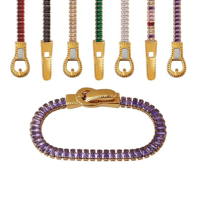Light Luxury Seven-Color Zircon Gold-Plated Magnetic Bracelet with Titanium Steel Double-Sided Closure