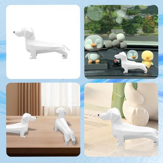Carving Dachshund Figurine Geometric Dog Statue Animal Sculpture Home Office Desktop Bookshelf Decoration Ornament