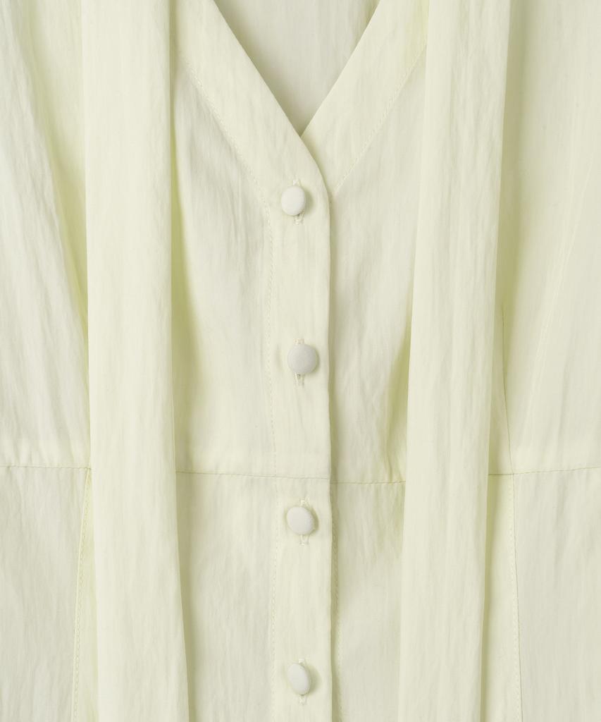 BASIKA V-Neck Pleated Tie Blouse (Butter)