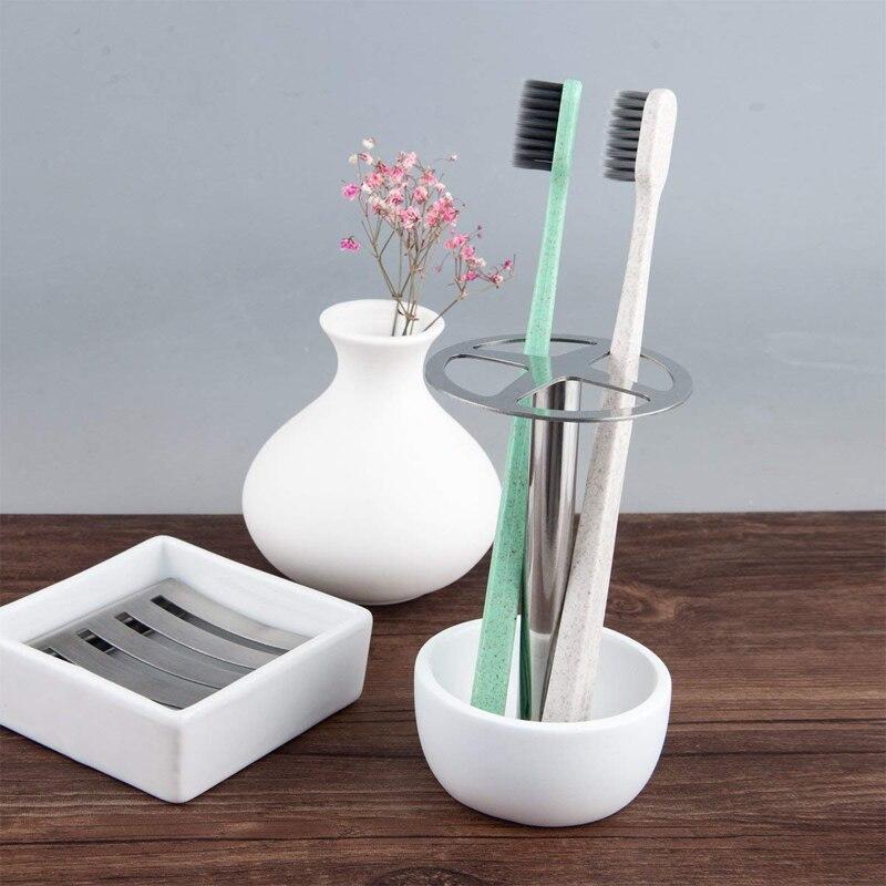 Držák na zubní kartáčky z nerezové oceli Multifunkční nádobí Úložný stojan Domácí make-up Stojan na kartáčky Sady doplňků do koupelny