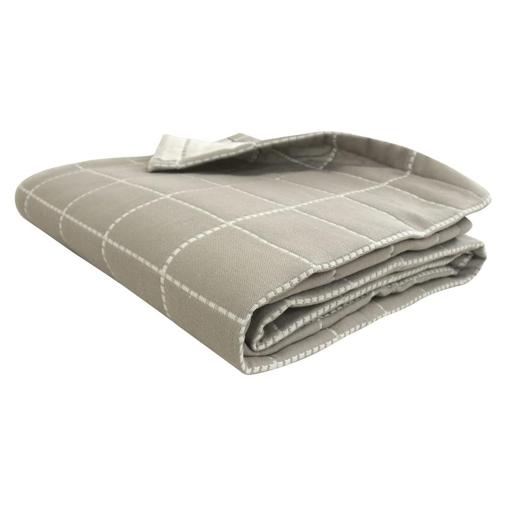 Rivere Gauze Sashiko Check Cotton Blend Blanket, Single, Triple-Ply Gauze, Pattern, (Gray)