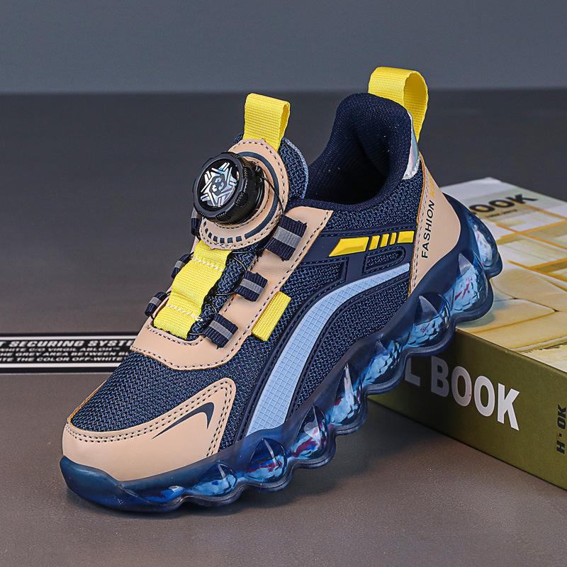 

Rotating button middle and old children s classmates mesh shoes trendy breathable boys shoes 2025 children s sports shoes new running shoes 28