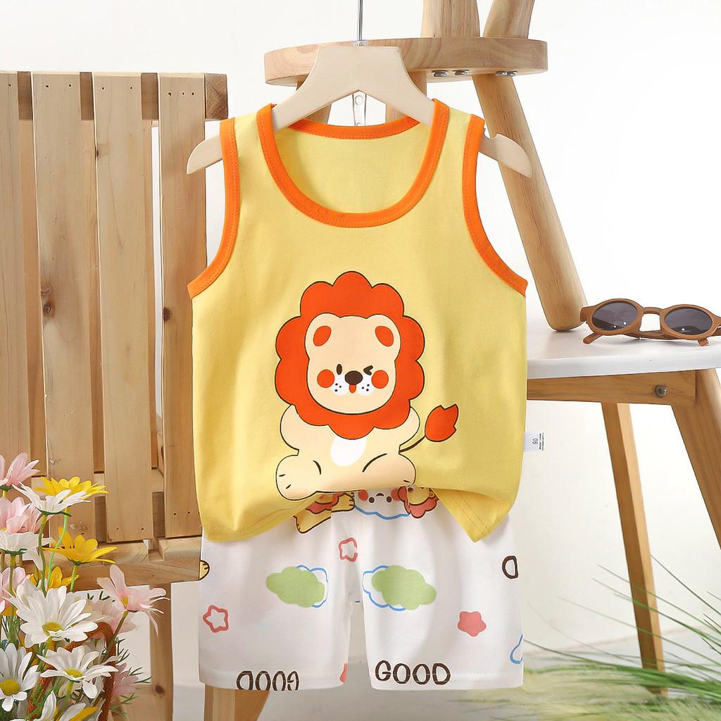 Childrens Cotton Vest Set With Animal Cartoon Prints For Summer Playwear