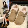 M8881 Boken Shoes with Fleece Round Head 2025 Autumn and Winter New One-pedal Hairy Bag Head Retro Boken Single Shoes Women