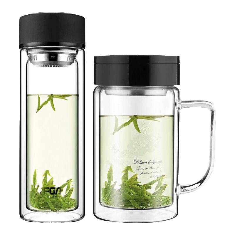 Fuguang Double Wall Borosilicate Glass Tea & Water Bottle with Infuser