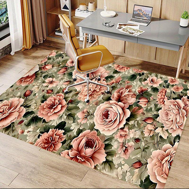 1PC Floral Pattern Non-Slip Floor Carpet Compatible for Office&Living Room&Dining room - Flat-Weave Machine- Soft & Pattern-E242