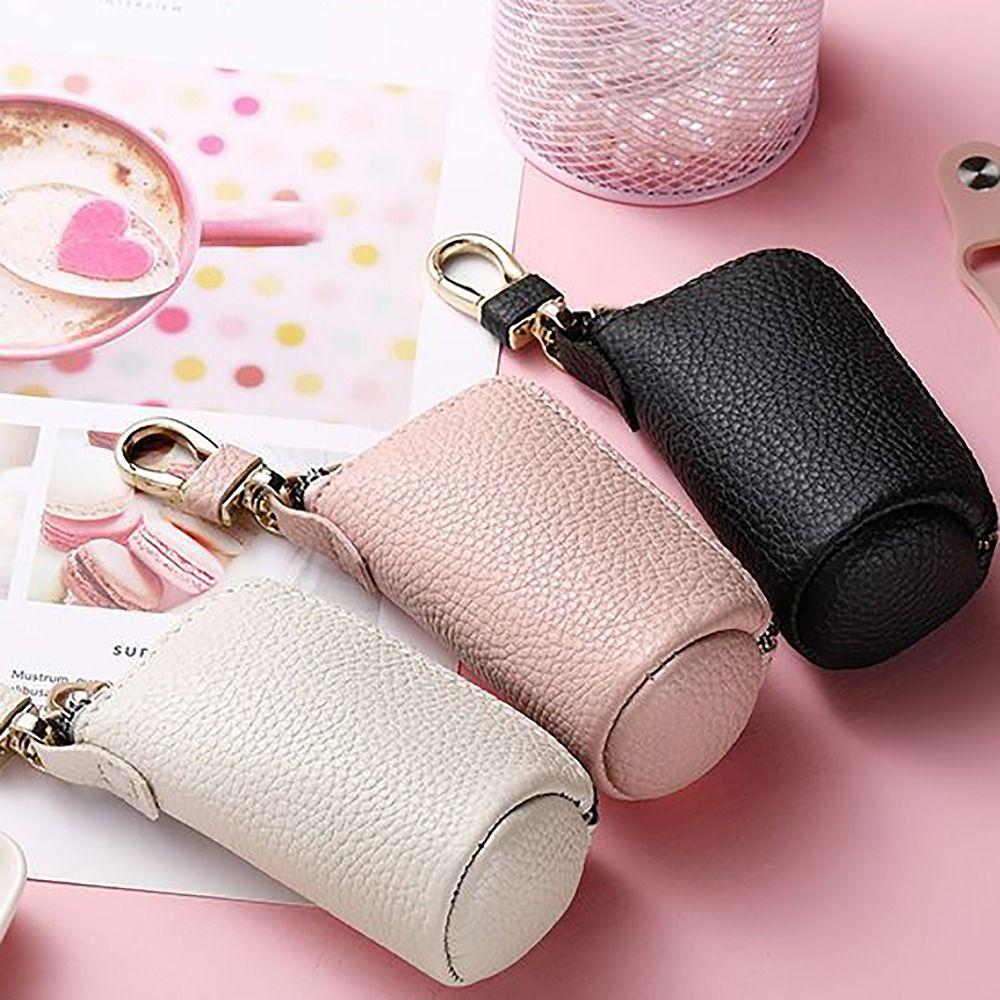 Fashionable Leather Car Keychain Pouch Zipper Car Accessory Mini Keys Bags Keybag Lipstick Holder For Women Man