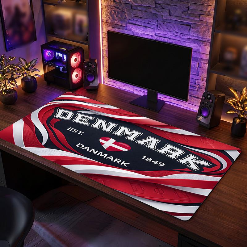 Denmark Football Crest Mouse Pad, Extended Non Slip Rubber Desk Mat for Gaming Office Laptop Fan Gift