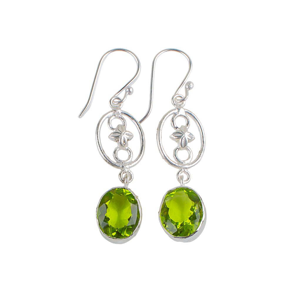 Peridot Gemstone 925 Sterling  Jewelry Handmade Silver Earrings 2.00" For Women EE-17-3