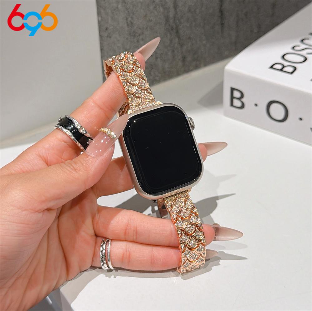 

Full-Diamond Fishscale Metal Strap For Iwatch Ultra 2 Band 45mm 42mm 40/38mm 44mm Women s Band For IWatch Series 9 8 7 6 SE 5 4 42mm44mm45mm49mm