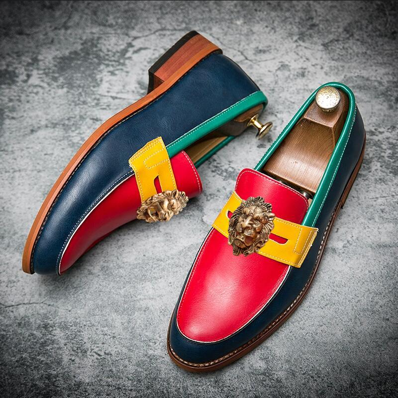 Moda Taglia Grande 38-48 nuova pelle Scarpe Casual da Uomo colore misto moda Punta chiusa sabot piatto moda scarpe estive 19