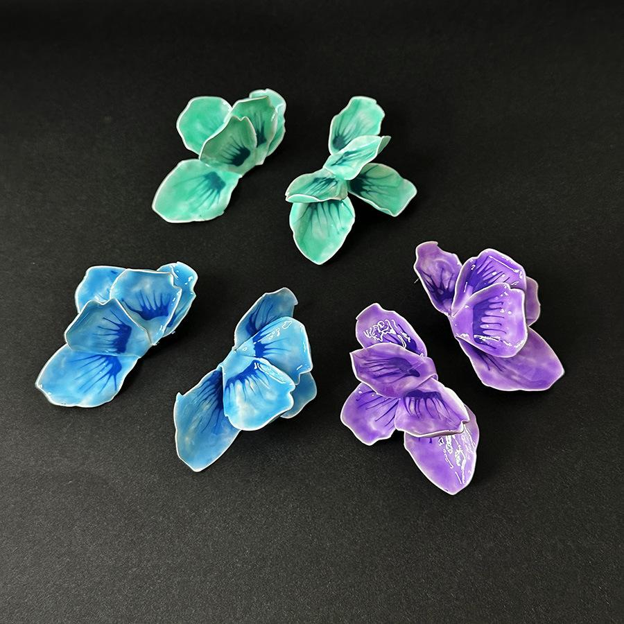 Colorful Drop Glaze Flower Enamel Earrings for Women European and American Personality Exaggerated Romantic Jewelry Accessories