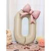 Palloncini Foil Numeri Bianco Crema Extra Large con Fiocco Rosa, Adatti per Decorazione Festa di Compleanno, Celebrazione di Anniversario