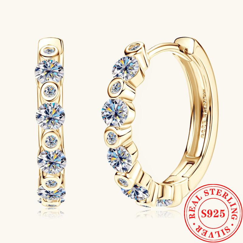 Silvere Glam 2025 Cross-border New Moissanite S925 Sterling Silver Earrings, Fashionable And Trendy Ear Clips