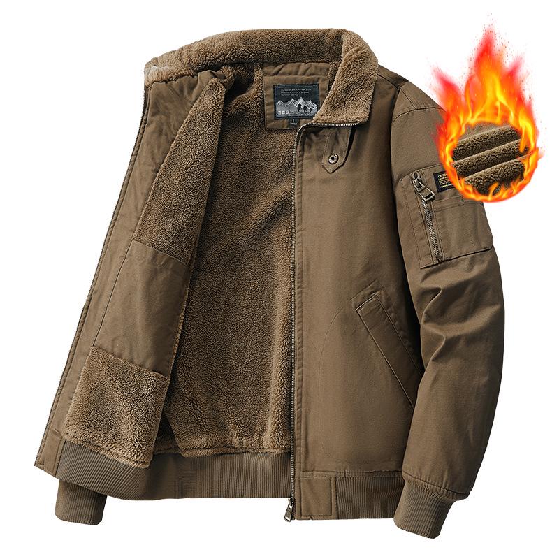 Men's Winter Fleece-Lined Bomber Jacket: High-End Fashion Outerwear for Cold Weather