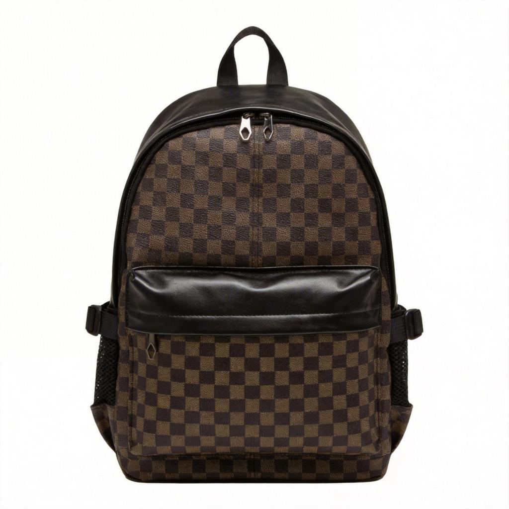 Schoolbag Chessboard Plaid Backpack Men's Backpack Commuter Waterproof Lightweight Travel Bag Men's Trendy College Student School Bag Women's