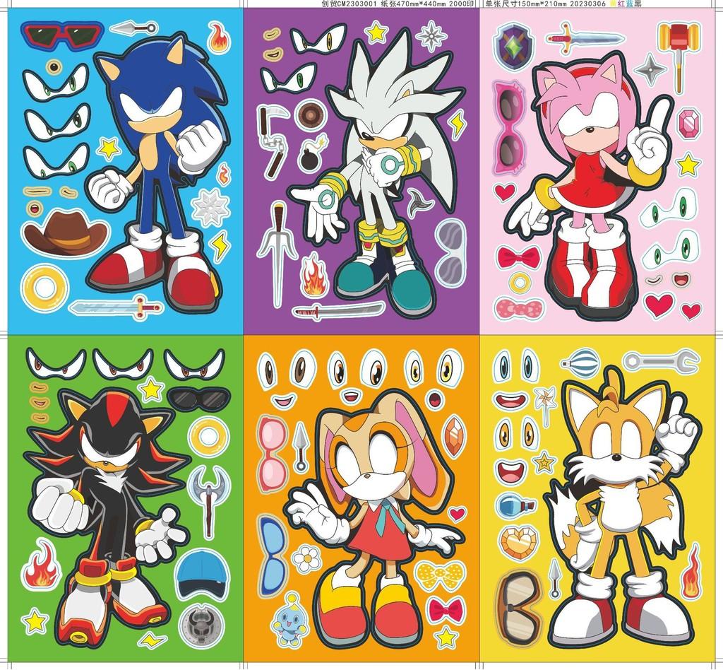 Очаровательный набор детских аниме-пазлов с Соником, интерактивные наклейки для самостоятельного творчества