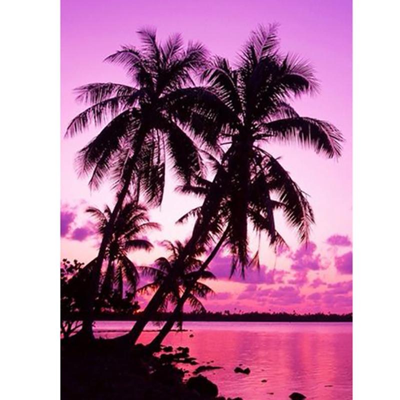 5D DIY Diamentowe Malowanie Krzyżykowe Zachód Słońca Wieczorny Krajobraz Pełne Okrągłe Żywiczne Kryształki Diamentowe Hafty Wystrój Domu