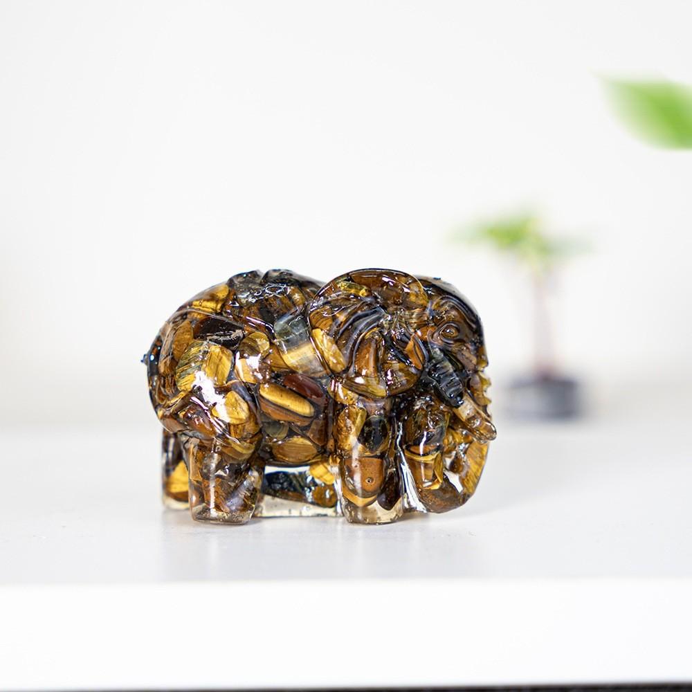 Natural Gemstone Crystal Decor Elephant Resin Art Home Gift For Special Occasions