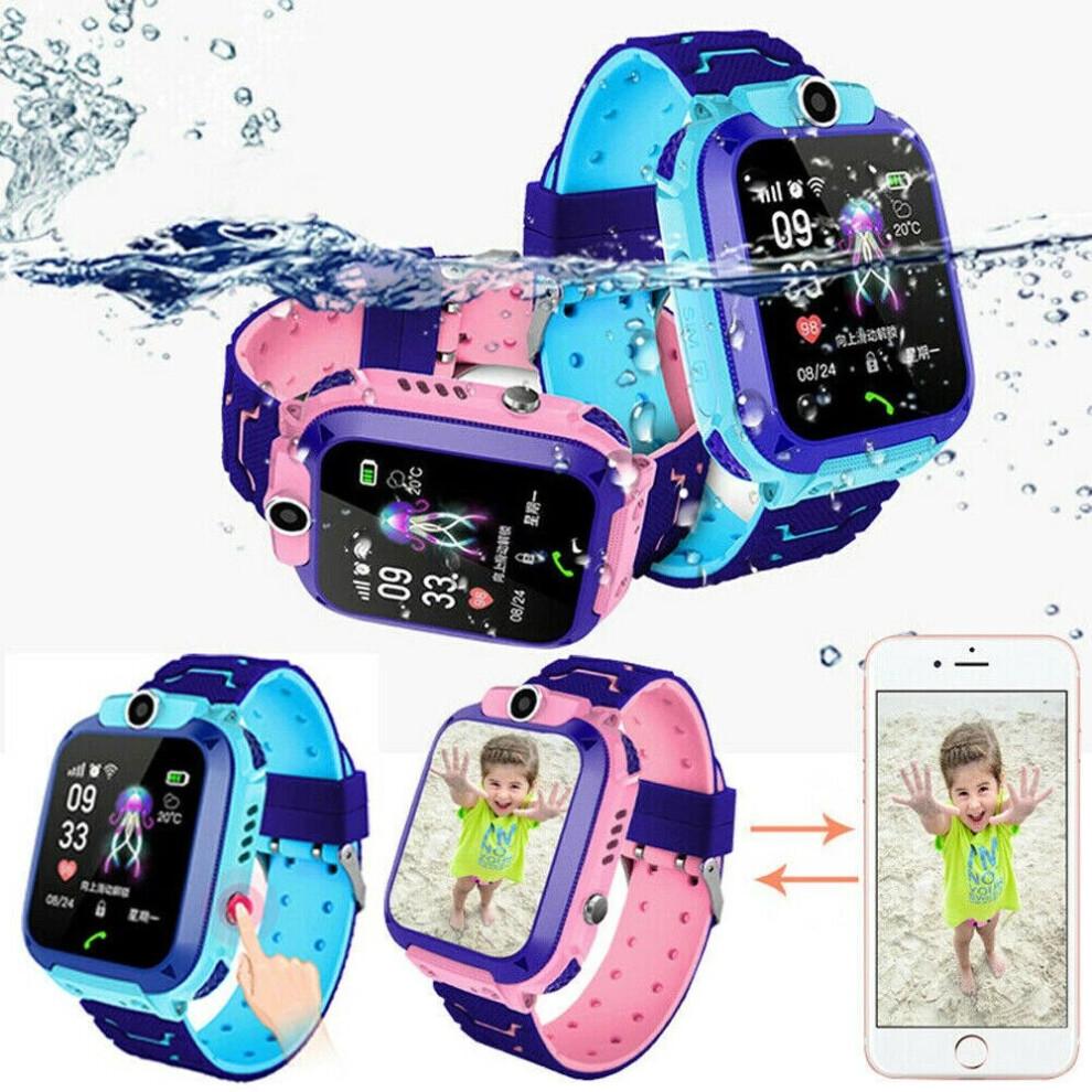 (pink waterproof) Q12 Kids Smart Watch IP67 Waterproof Outdoor Sports Children Phone Watch