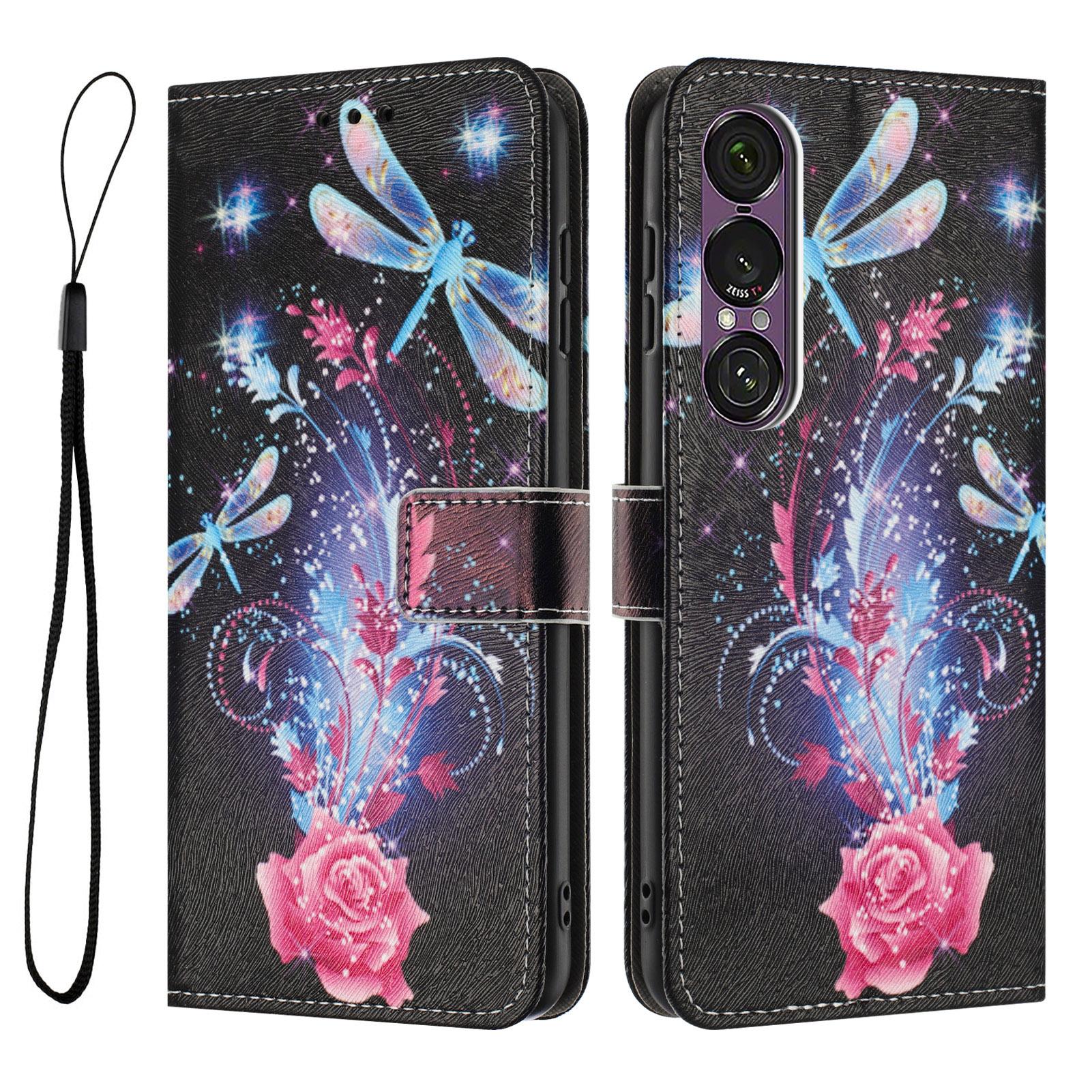 

YX-2501 Wallet Case for Sony Xperia 1 VII Pattern Printing PU Leather Phone Cover with Lanyard Dragonfly