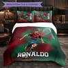 Set Lenzuola 3 Pezzi con Fantasia Cristiano Ronaldo Morbida Microfibra Copripiumino con Federe per Camera da Letto