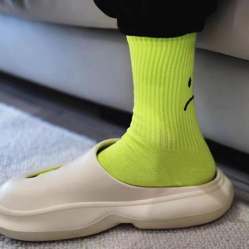 New Tide Brand Behind Crying Face A B Socks Creative Funny Sports Pure Color Couples Socks Tide Cotton Socks Men Women