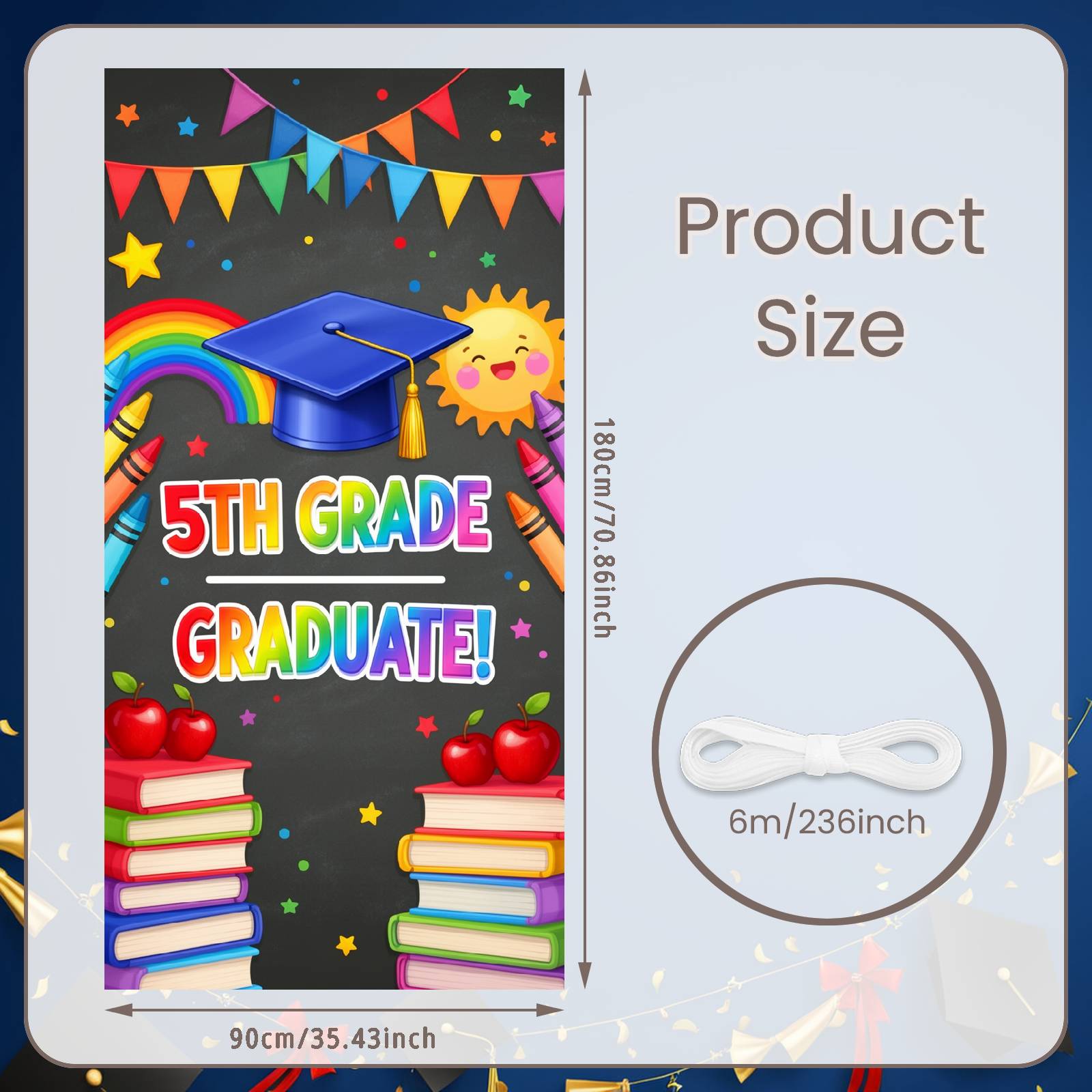 

Graduate Celebration Background Colorful Crayons Graduation Party Background Graduation Event Backdrop Colorful Bunting