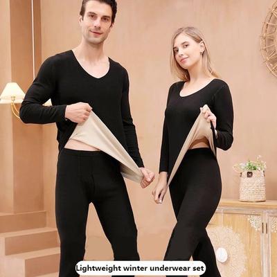 Mode Nouveautés Ensemble Sous-vêtements Thermiques Sans Coutures en Polaire Double Face pour Homme et Femme Hauts et Bas Légers d'Hiver