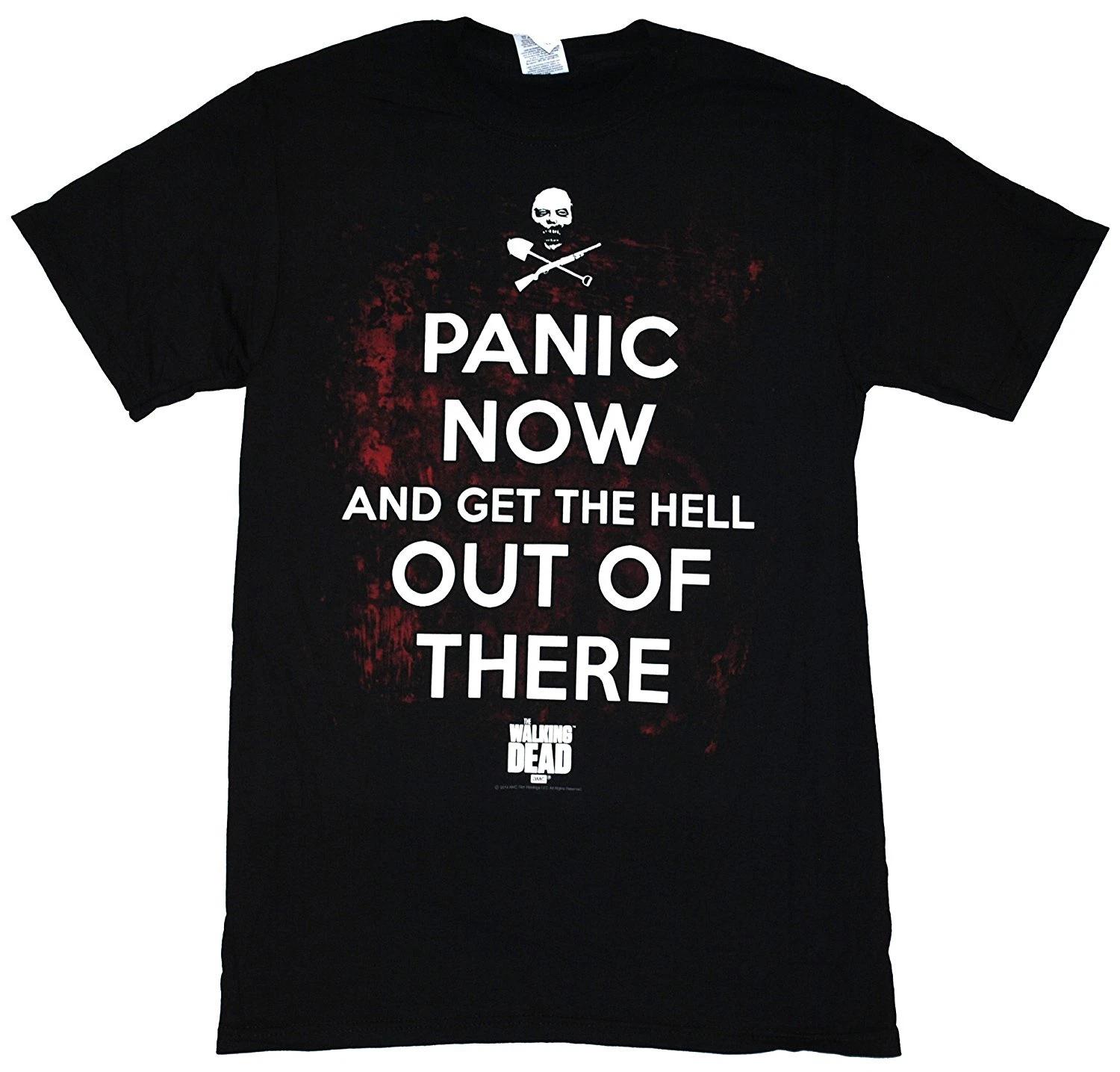 Authentic THE WALKING DEAD Panic Now Get The Hell Out Of There T-shirt S-2XL NEW M