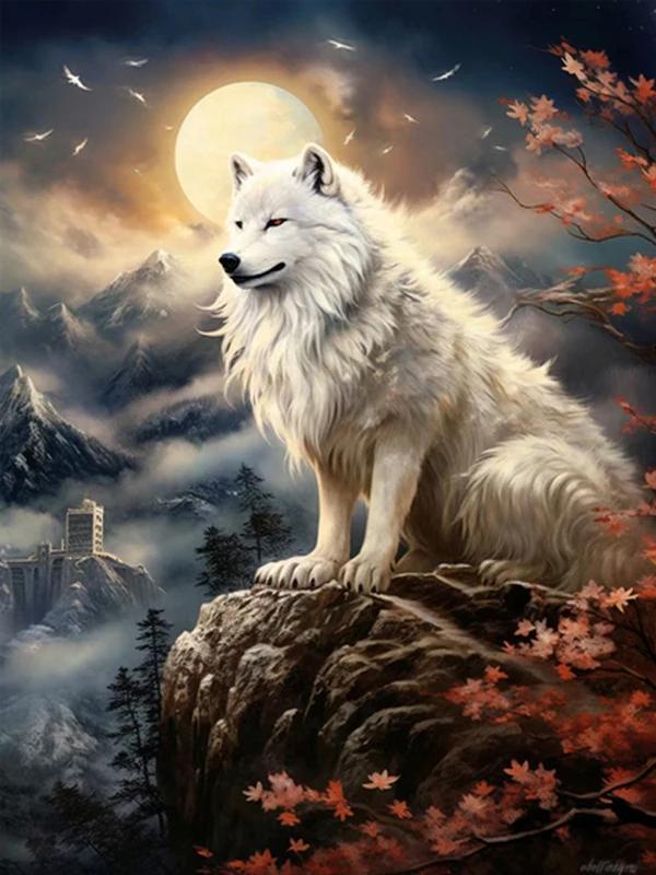 5D Wolf Diamond Painting Art New Collection Moon Mountain Mosaic Art Rhinestone Embroidery Animals Decor