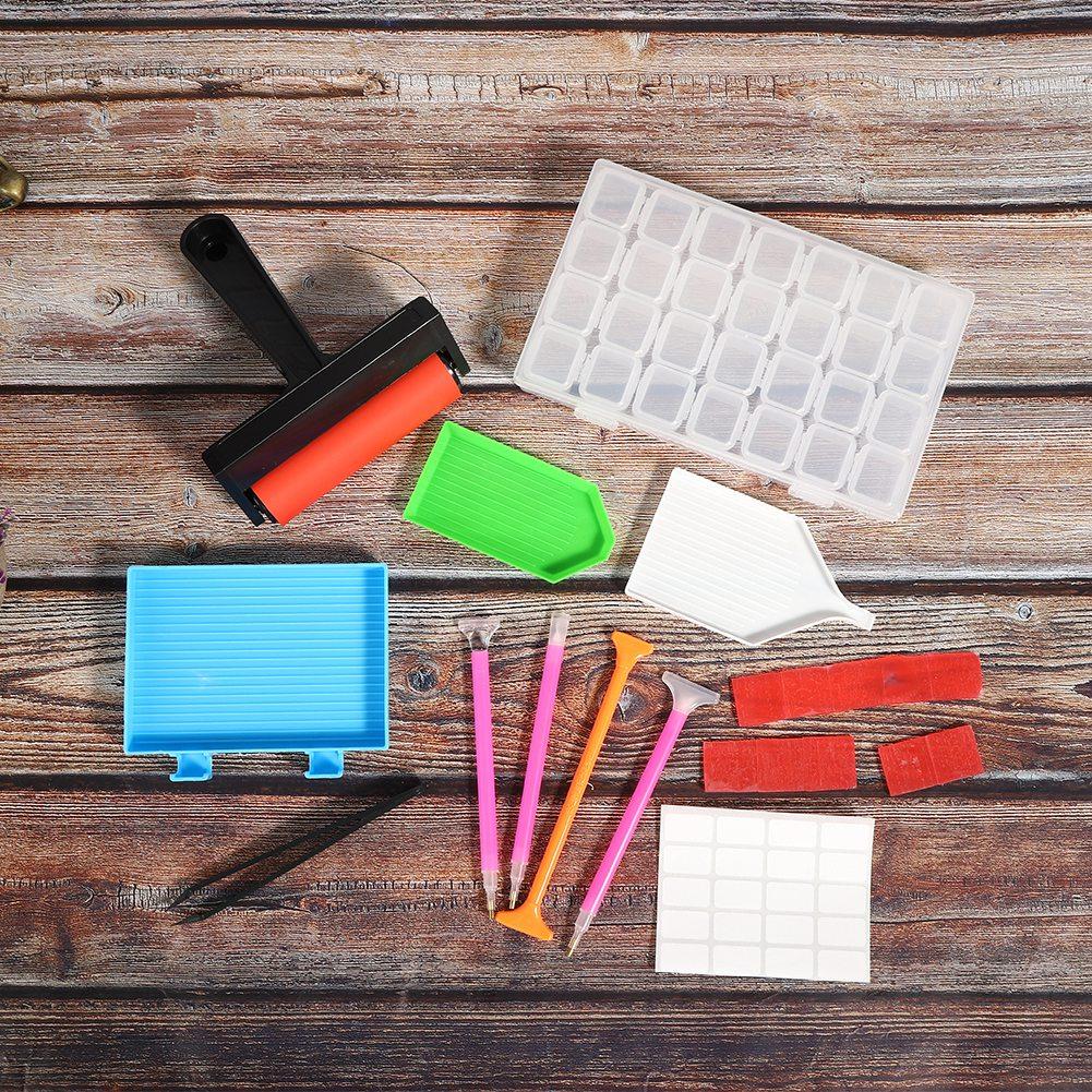 22Pcs Drill Painting Tool Kit DIY Accessories Set Roller Storage Box for Adult Kid DIY Use