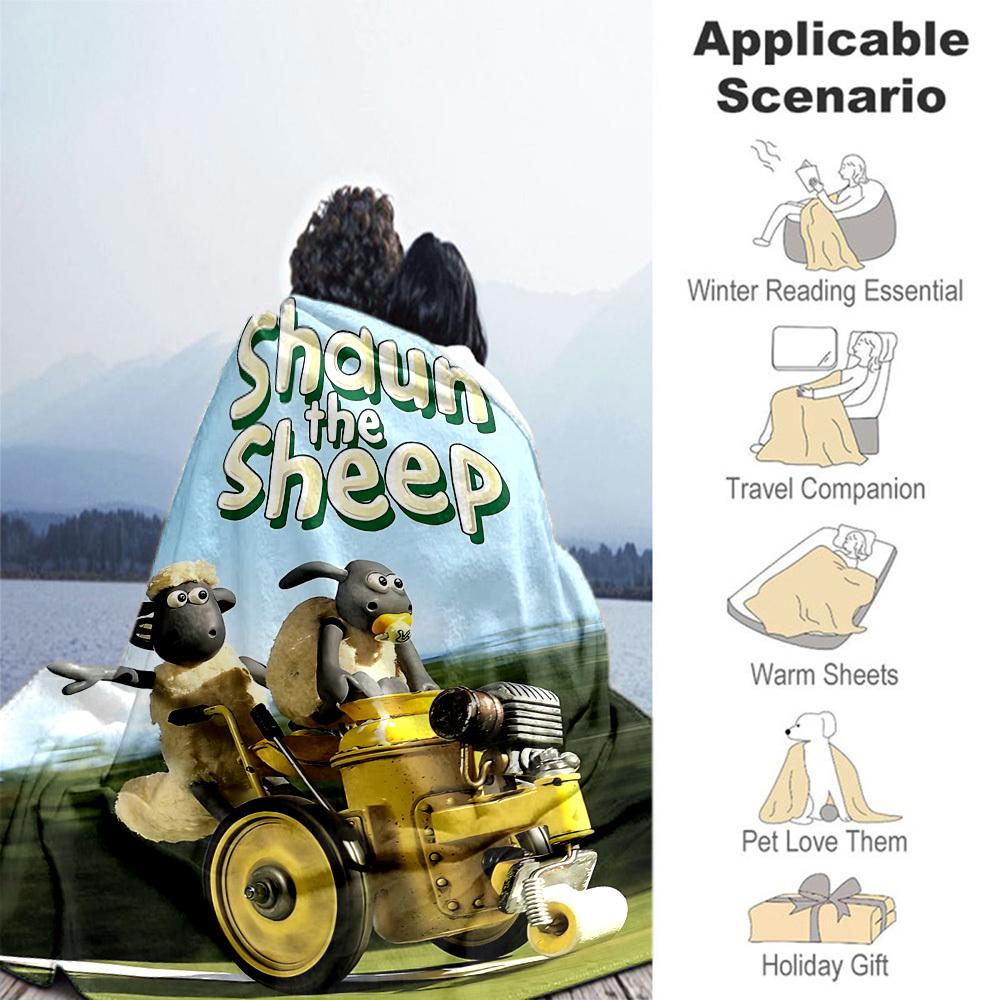 1pc Sheep Shaun Outdoor Blanket Lightweight Flannel, Soft & Warm, All-Season Use for Sofa, Outdoor, Camping, Living Room035
