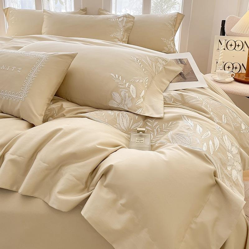 

Пододеяльник из чистого хлопка плотностью 180 нитей с вышивкой Роскошный комплект постельного белья из четырех предметов 1.8m Fitted Sheet