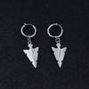 Punk Personality Sliver Color Geometry Triangular Shield Pendant Hoop Earrings for Men Women Hip-hop Fashion Piercing Jewelry