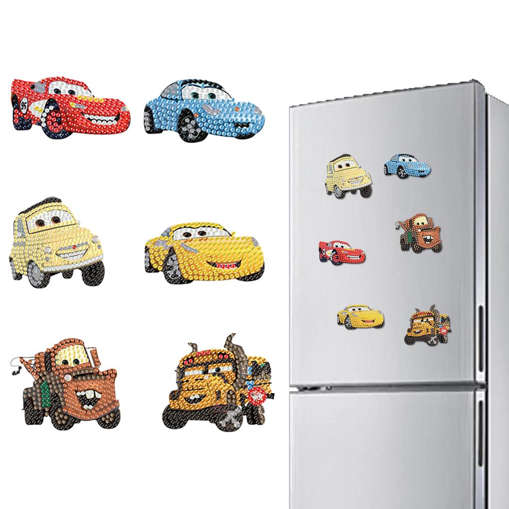 DIY Diamond Painting Refrigerator Magnets, Disney Cars, Cross-stitch Round Diamond Handicraft Home Decoration Gift