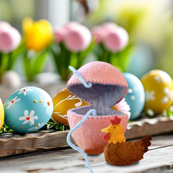 Surprise Easter Egg from Wool Felt Handmade Felted Easter Egg with Small Animals Hidden Inside Easter Basket Stuffer for Home Decor