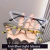 New Fashion Anti Blue Light Glasses Ultra Light Women Men Cat Eye Glasses Small Frame Leopard Color Reading Eyewear