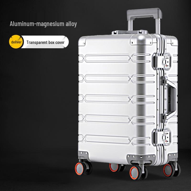 24-inch Aluminum Magnesium Alloy Trolley Luggage with Men's & Women's Combination Lock - Scratch & Wear-resistant Carry-on