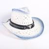 Popular European and American Fashion Hollow Woven Hat Straw Hat Men's and Women's Classic Outdoor Western Denim Straw Hat