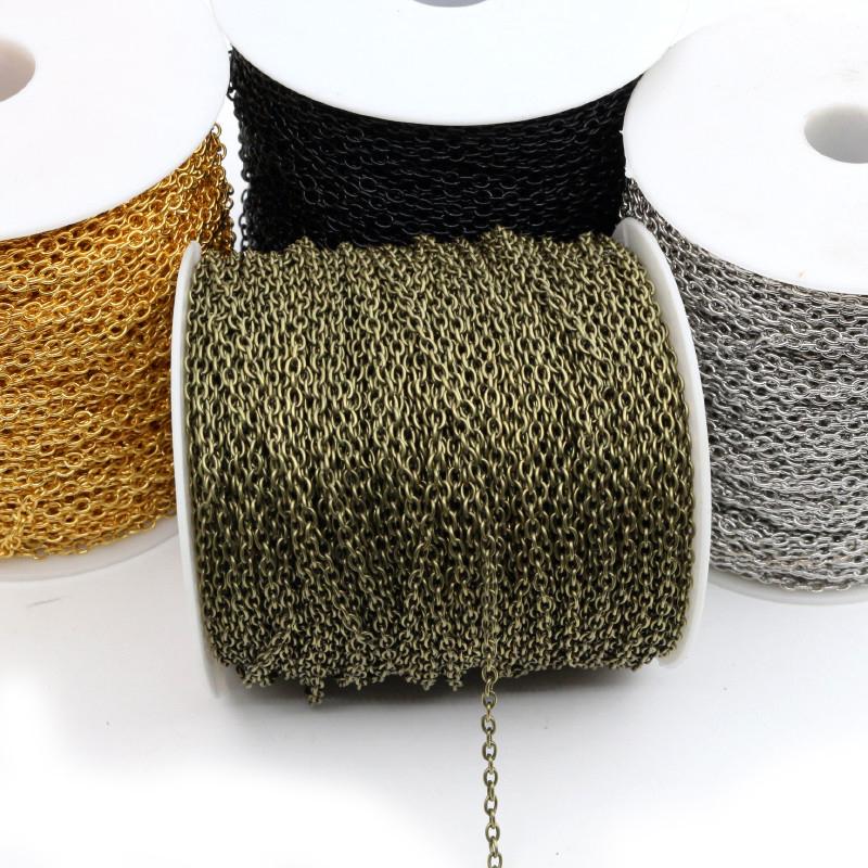 5 Meters/lot 3x2mm 4x3mm 5 Colors Plated Cross Unwelded Iron Cable Chains Necklace DIY Jewelry Making Findings Accessories