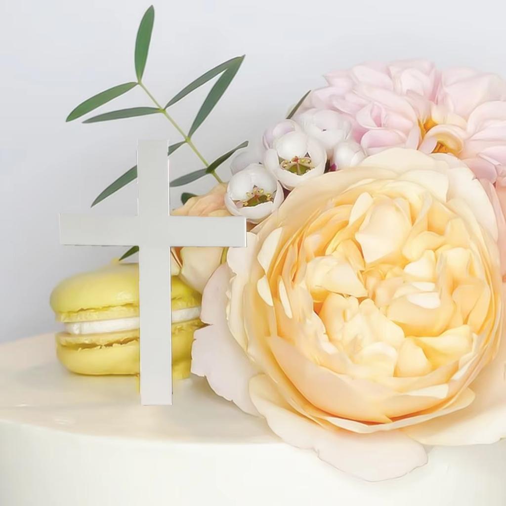 10pcs Acrylic Christ Happy Birthday Cake Topper Gold Jesus of the Cross Party Cake Toppers Baby Shower gift dessert Decoration