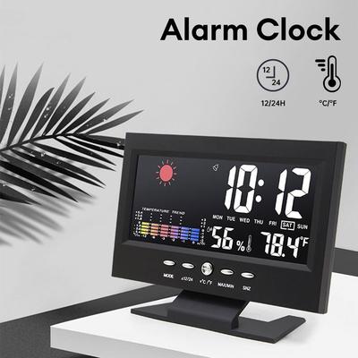 Dijital Renkli Arka Aydınlatma Erteleme Alarm Saati Hava Durumu Tahmin İstasyonu Ekran Sıcaklık ve Nem Sesle Etkinleştirilen Saat