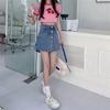 Summer fashion versatile high waist denim short skirt a-word skirt fake two-piece trouser skirt thin casual shorts skirt women