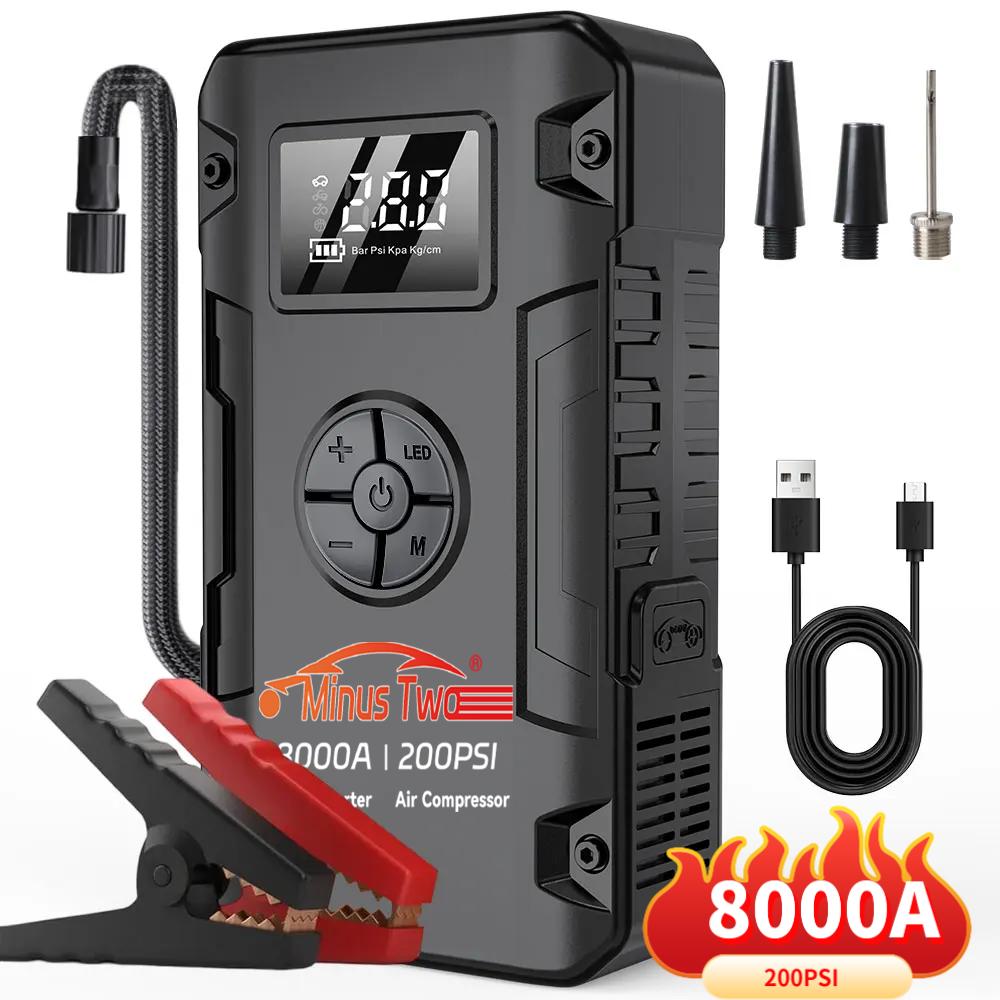 8000A Peak Wireless Car Jump Starter Portable Emergency Battery Booster 12V Car Power Supply All-in-One Backup for Vehicles. чёрный