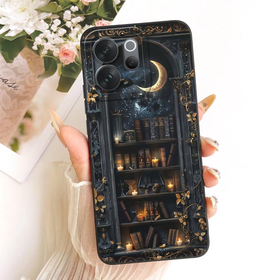 For Vivo V70 Lite V70 FE VivoV70 V2538 v2550 V2548 Phone Case Floral Aesthetic Moon Nigth Bow Pattern Funda Soft Silicone Cover