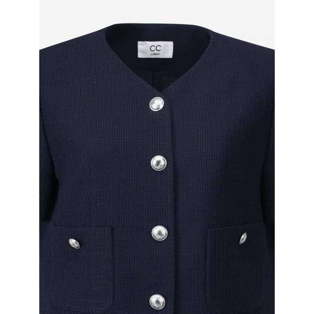 Cc Collect Half Sleeve Crop Tweed Jacket C252msf138