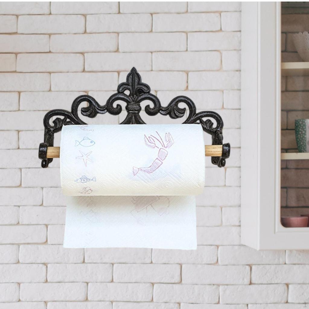 Wall Mounted Toilet Paper Holder Cast Iron for Home and Commercial Multipurpose Vintage Design